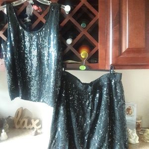 2 piece sequined skirt and top